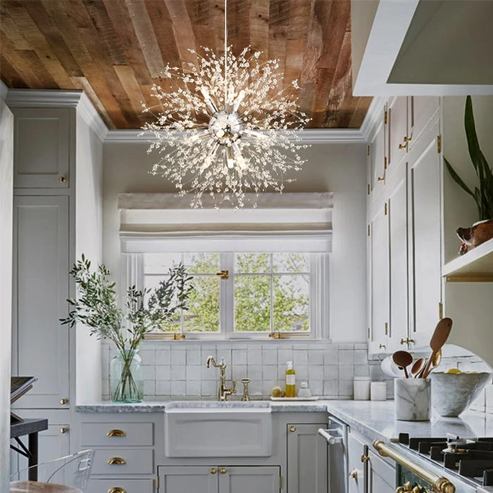 Nordic Dandelion Chandelier Pendant Light Remote Control Ceiling Lamp for Living Room Bedroom Dining Room - Gold - 6
