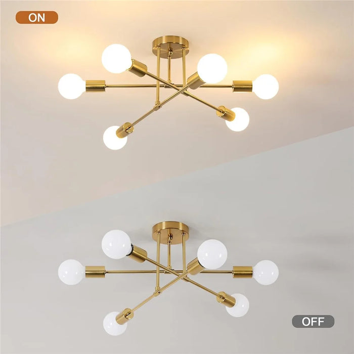 Modern Molecular Ceiling Light for Living Room Bedroom Dining Room LED Dimmable Lamp - Gold - 6