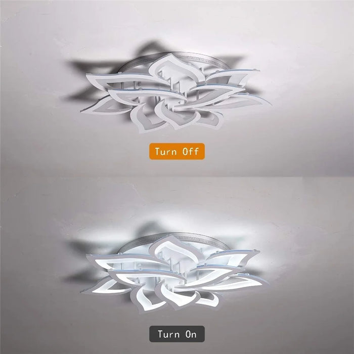 10 Heads Lily Flower Modern Chandelier LED Ceiling Light with Remote for Living Room Bedroom - 4