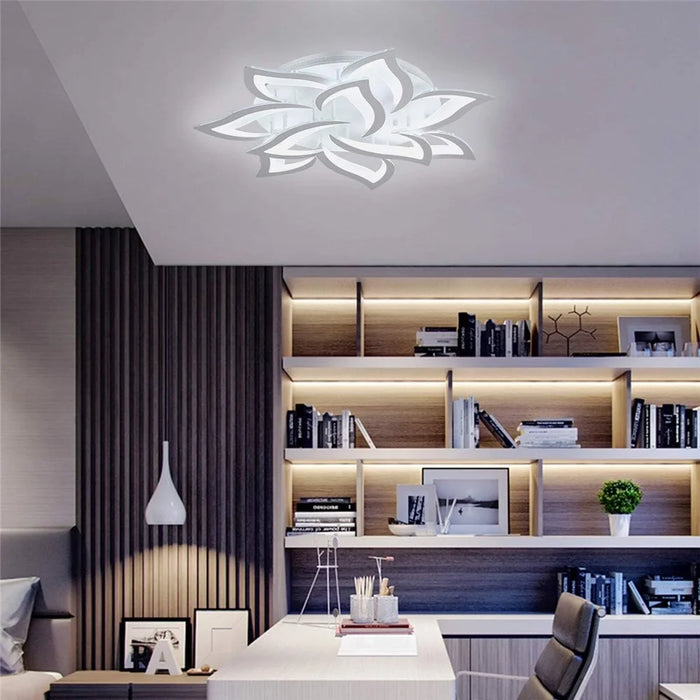 10 Heads Lily Flower Modern Chandelier LED Ceiling Light with Remote for Living Room Bedroom - 5