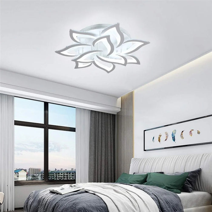 10 Heads Lily Flower Modern Chandelier LED Ceiling Light with Remote for Living Room Bedroom - 6