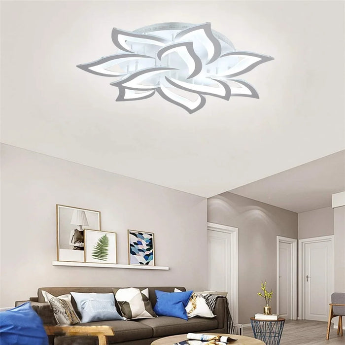 10 Heads Lily Flower Modern Chandelier LED Ceiling Light with Remote for Living Room Bedroom - 7