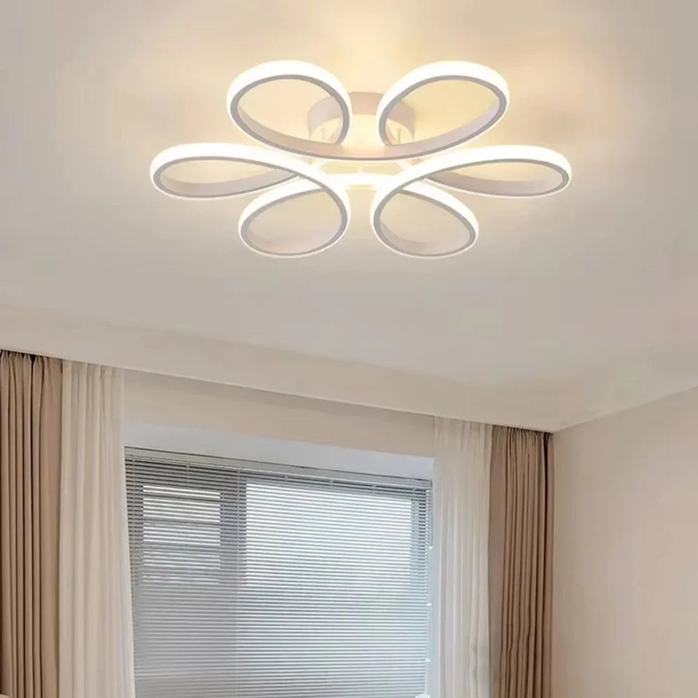 Petal Design Modern LED Ceiling Light Dimmable Remote Control Chandelier Lamp for Living Room Bedroom - White - 4
