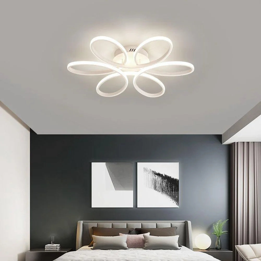 Petal Design Modern LED Ceiling Light Dimmable Remote Control Chandelier Lamp for Living Room Bedroom - White - 5