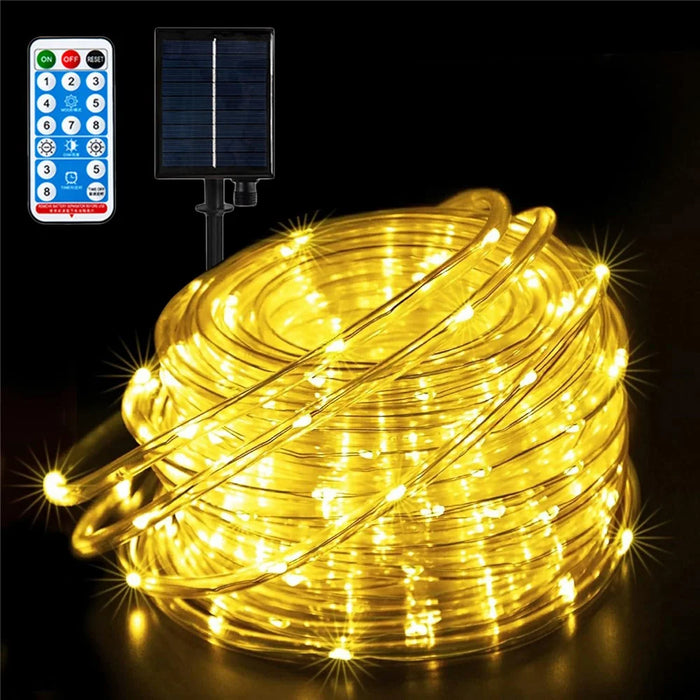 7m 50 LED 8 Modes Solar String Light PVC Copper Wire Holiday Decorative Lamp with Remote Control - Warm Color - 1
