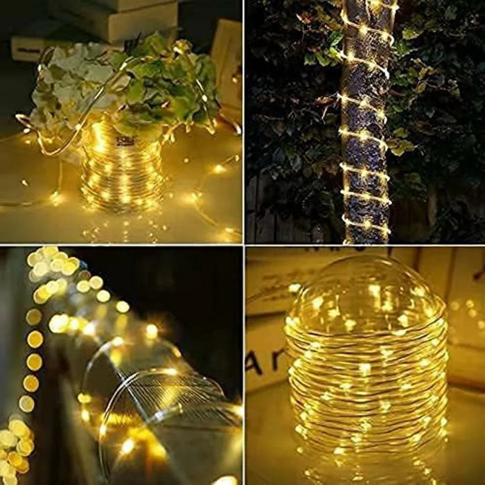 7m 50 LED 8 Modes Solar String Light PVC Copper Wire Holiday Decorative Lamp with Remote Control - Warm Color - 4