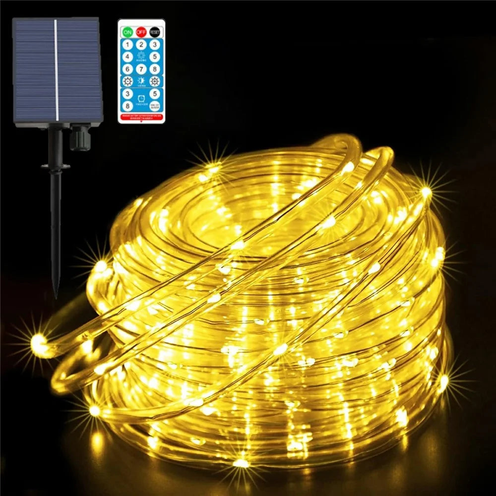 32m 300 LED 8 Modes Solar String Light PVC Copper Wire Holiday Decorative Lamp with Remote Control - Warm Color - 1