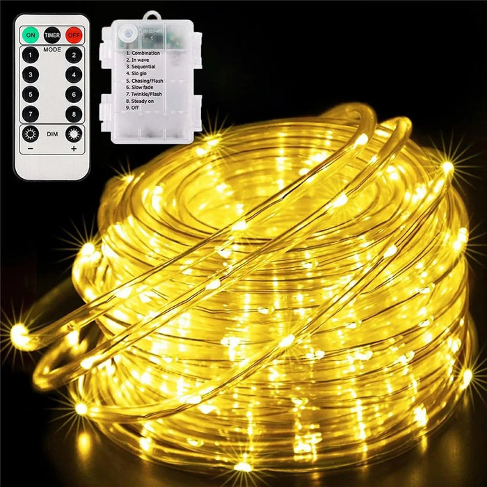 12m 100 LED Remote Control PVC Copper Wire LED String Light with Empty Battery Box Garden Decoration - Warm Color - 1