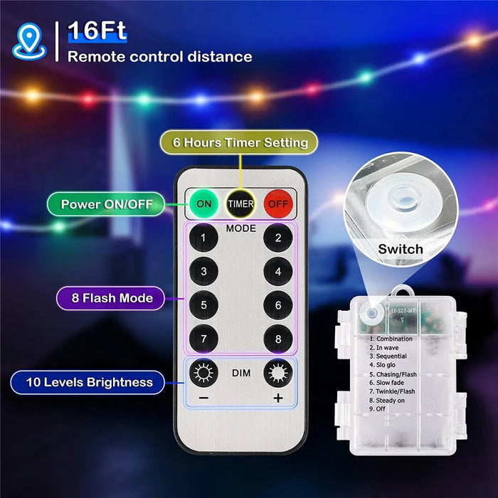 32m 300 LED Remote Control PVC Copper Wire LED String Light with Empty Battery Box Garden Decoration - Warm Color - 3