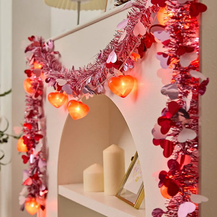 2m 10 Lights Romantic Ribbon String Light for Christmas Party Battery Operated Ambient Lamp - Heart - 2