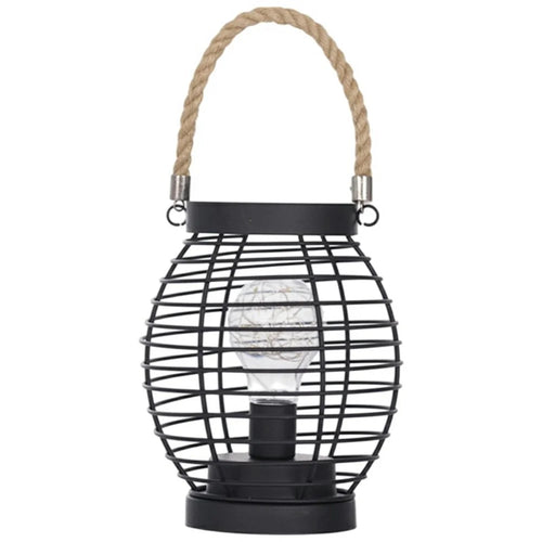 Retro Hollow Out Iron Art Round Handheld Lantern Portable LED Copper Wire Bulb Table Lamp - 1
