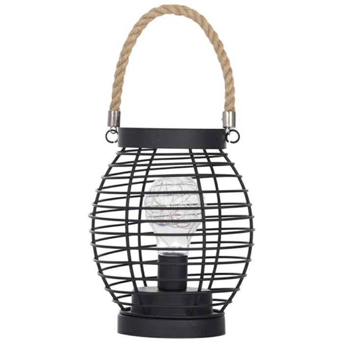Retro Hollow Out Iron Art Round Handheld Lantern Portable LED Copper Wire Bulb Table Lamp - 1