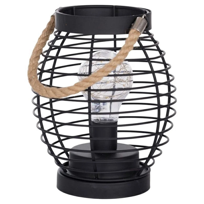 Retro Hollow Out Iron Art Round Handheld Lantern Portable LED Copper Wire Bulb Table Lamp - 2