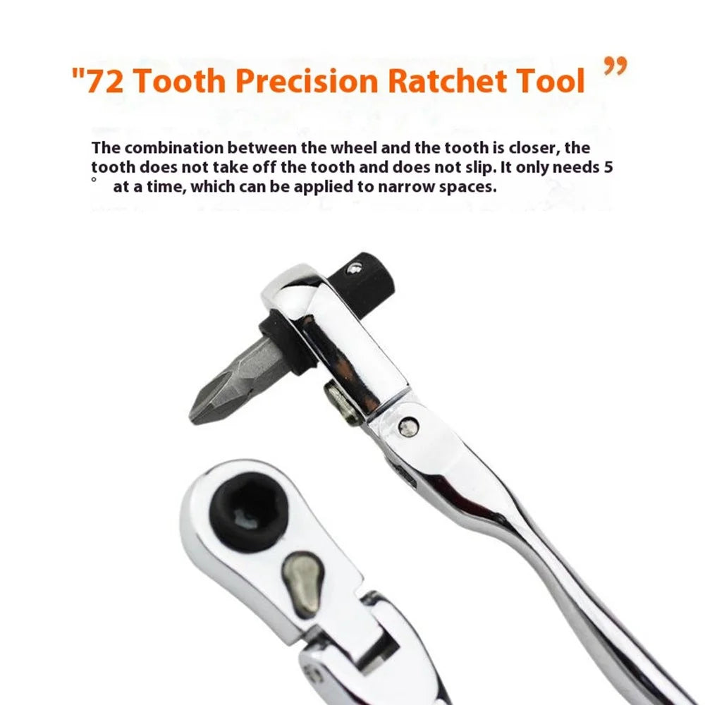 1 / 4 Inch Mini Ratchet Wrench Screwdriver Handle 72 Teeth Dual-Head Rotatable Spanner - 4