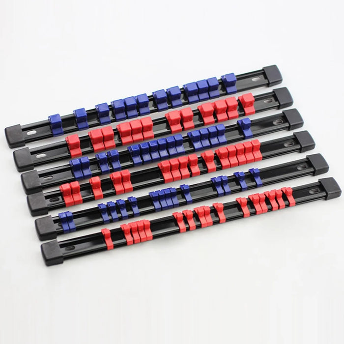 3Pcs Socket Organizer 1 / 2 3 / 8 1 / 4 Multi-Size Socket Holder Plastic Storage Rail - Red - 4
