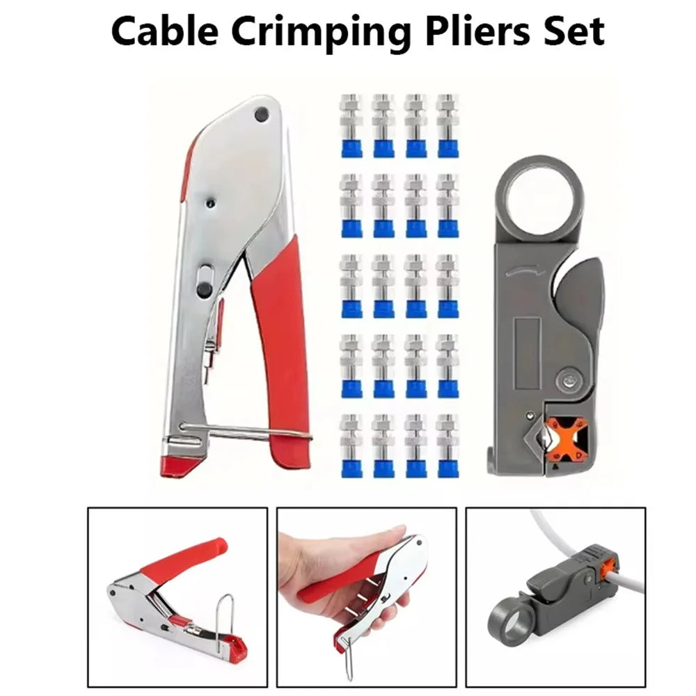 RG59 / 6 Coaxial Cable Crimping Tool 22PCS Set F Connector Compression Pliers Network Cable Wire Stripper - 5