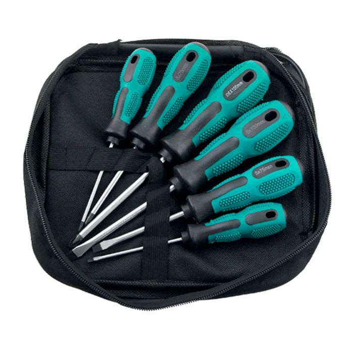 6 PCS Screwdriver Set Two Tone Rubber Handle Magnetic Phillips  /  Flathead Multi-Function Repair Tool - 1
