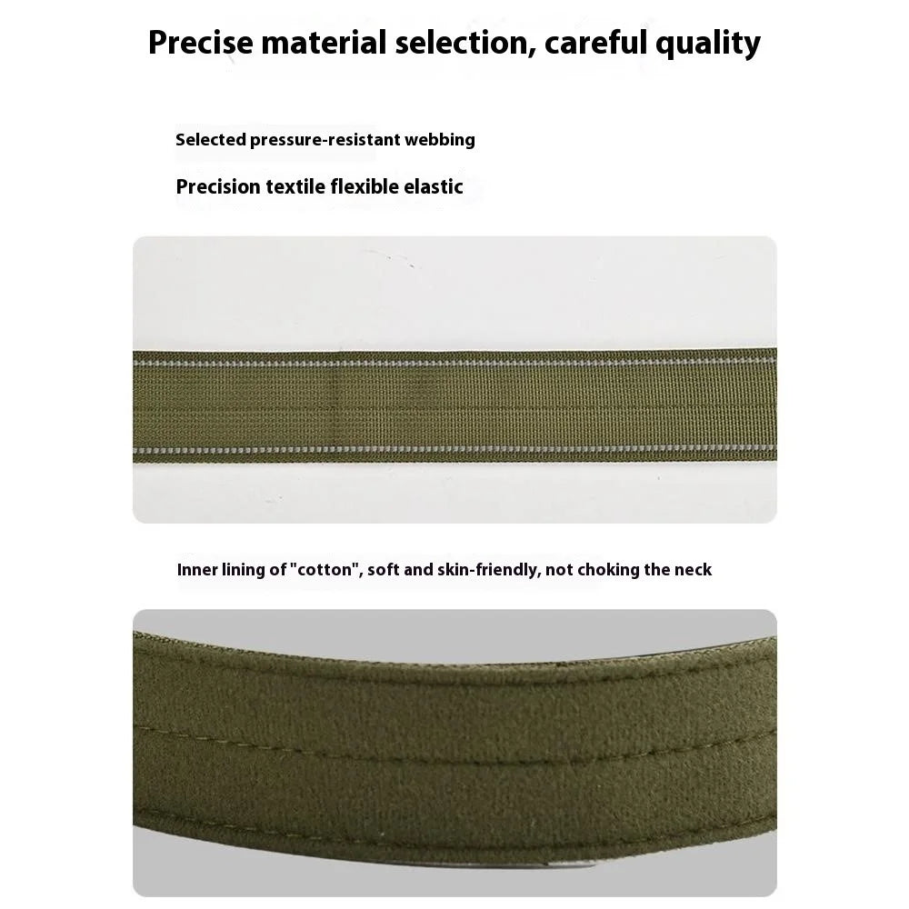 Size M Tactical Reflective Dog Collar Nylon Adjustable Outdoor Walking Training Collar Gift with Grip Handle - Army Green - 5