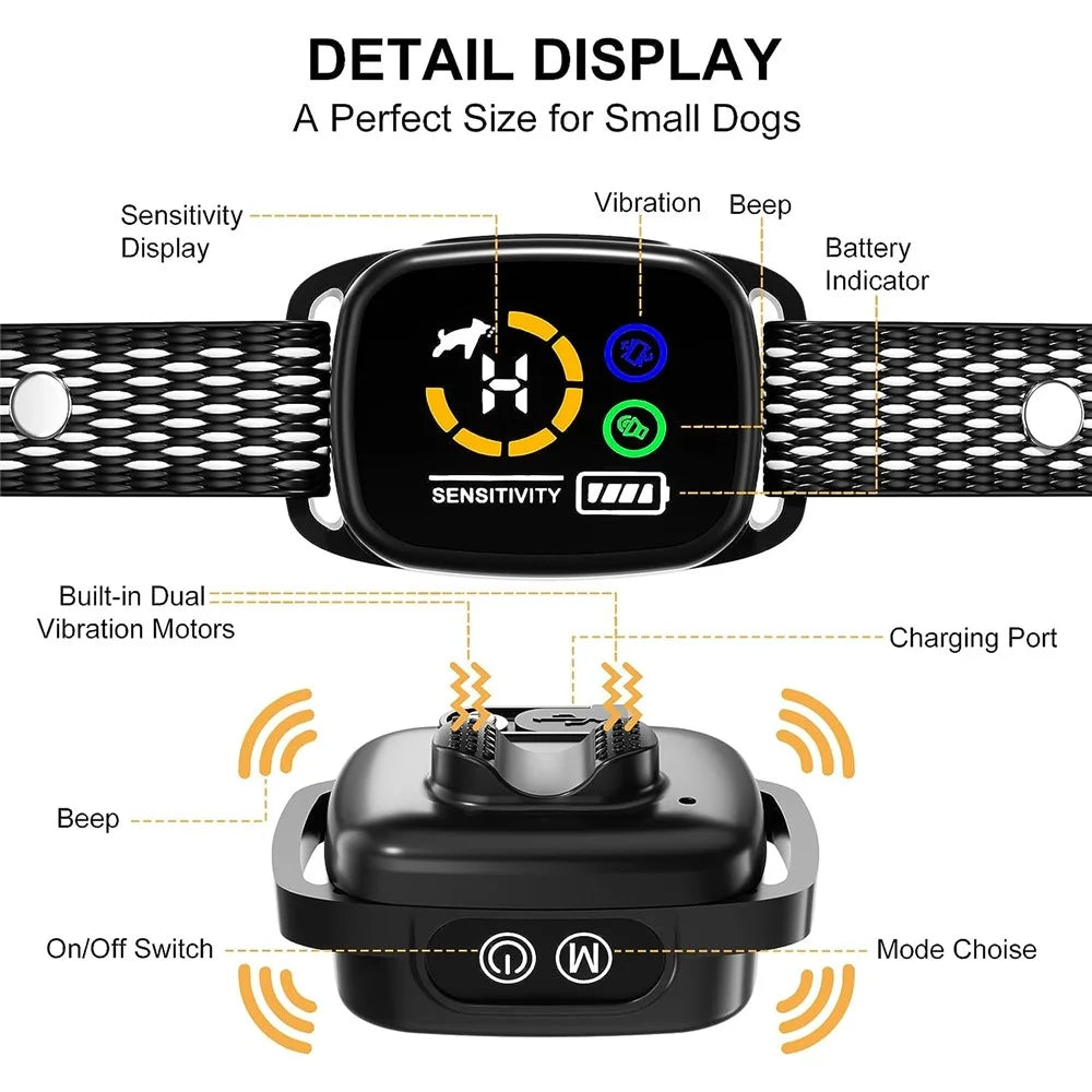 PB45 6 Levels Beep and Vibration Anti Bark Collar Gift for Dogs Bark Stopper Waterproof Pet Training Collar - 4