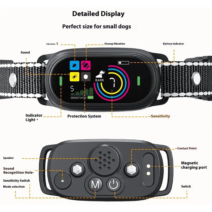 BC3V For Dogs Smart Anti Bark Collar IP67 Waterproof Sound and Vibration Color Screen Pet Training Collar Gift - 4