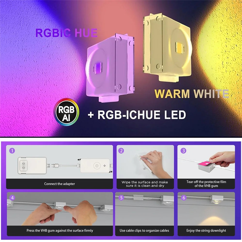 WY021 Smart Tuya WiFi RGBIC LED Outdoor Eaves Light 30M 60 LEDs IP67 Waterproof APP Controlled Colorful Lighting - US Plug - 2