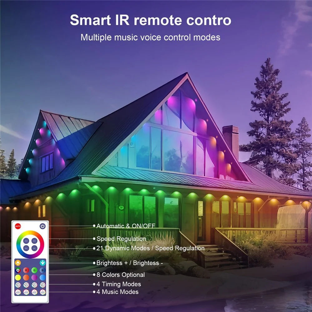 WY021 45M 90-LED WiFi RGBIC Light APP Controlled Smart Outdoor Eaves Lamp IP67 Waterproof - EU Plug - 5