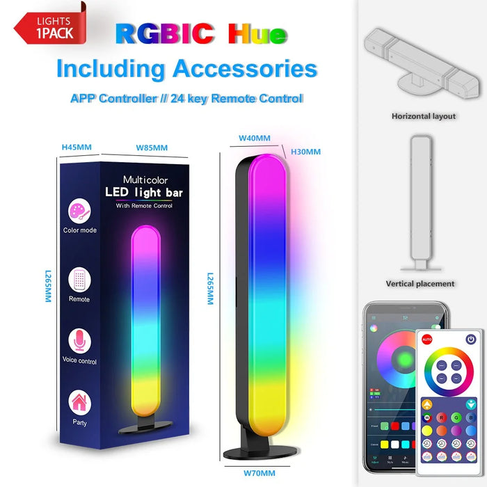 SAL042 Bluetooth-Compatible RGB Gaming Light Bar LED Music Sync Ambient Lighting for Computer Desktop - 6