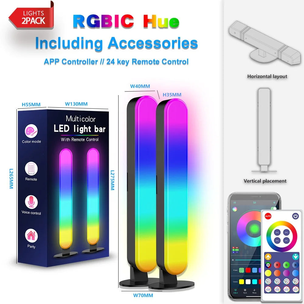 SAL042 2Pcs LED Gaming Light Bar RGB Music Sync Atmosphere Lamp for Desktop Computer - 6