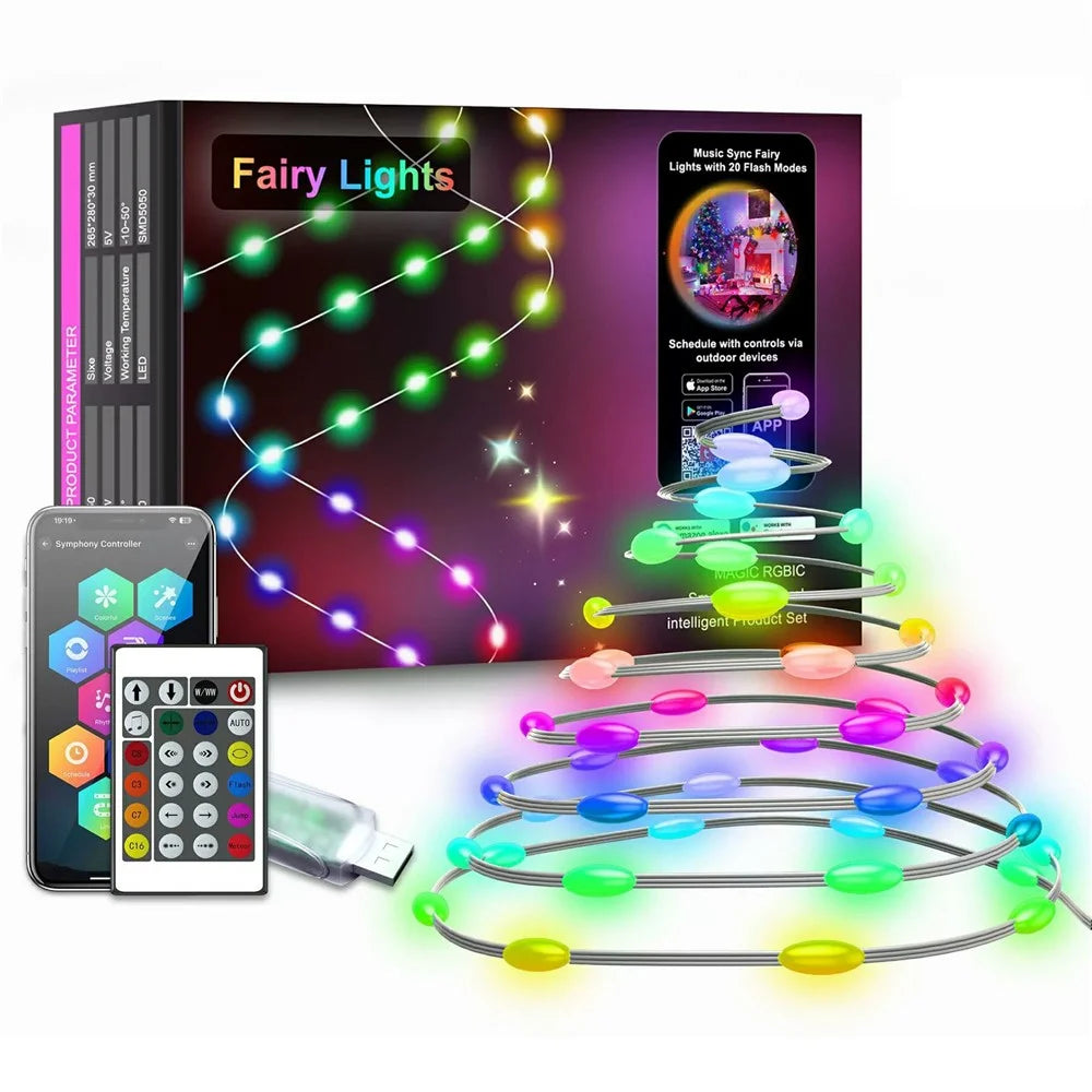 LXDC042 Smart LED String Lights 10M 100 LEDs Christmas Party Decoration Lights App Controlled - 1