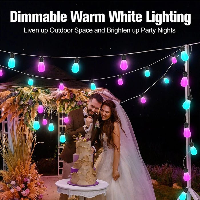 Outdoor Smart WiFi String Lights 12M 20 Bulbs IP65 Waterproof RGBIC WiFi BLE App Remote Control - 2