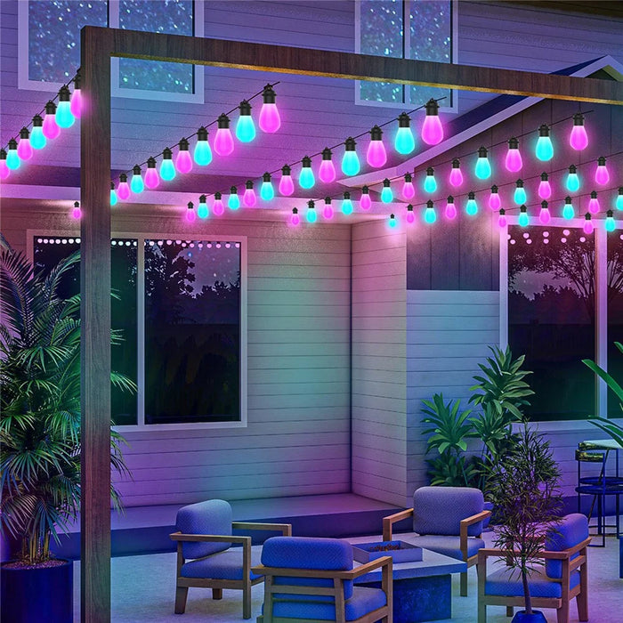 Outdoor Smart WiFi String Lights 12M 20 Bulbs IP65 Waterproof RGBIC WiFi BLE App Remote Control - 4