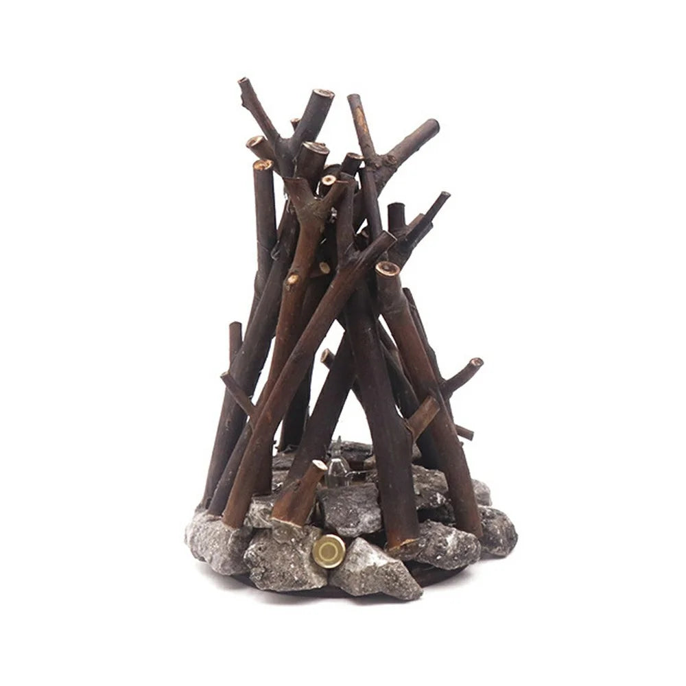 100 x 140mm Handcrafted Tree Branch LED Bonfire Lamp Rustic Table Decor Miniature Fireplace Light for Home / Cafe - 1