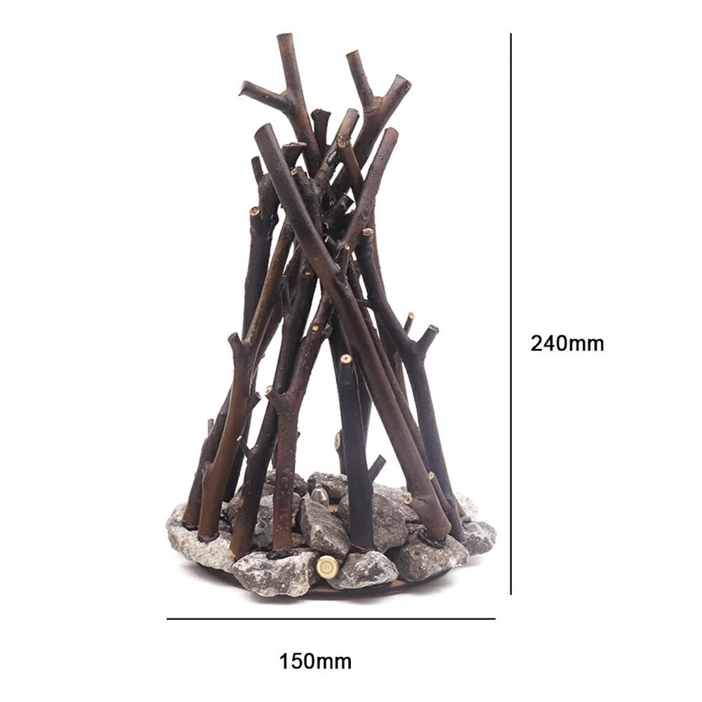 150 x 240mm Handcrafted Tree Branch LED Bonfire Lamp Rustic Table Decor Miniature Fireplace Light for Home / Cafe - 6