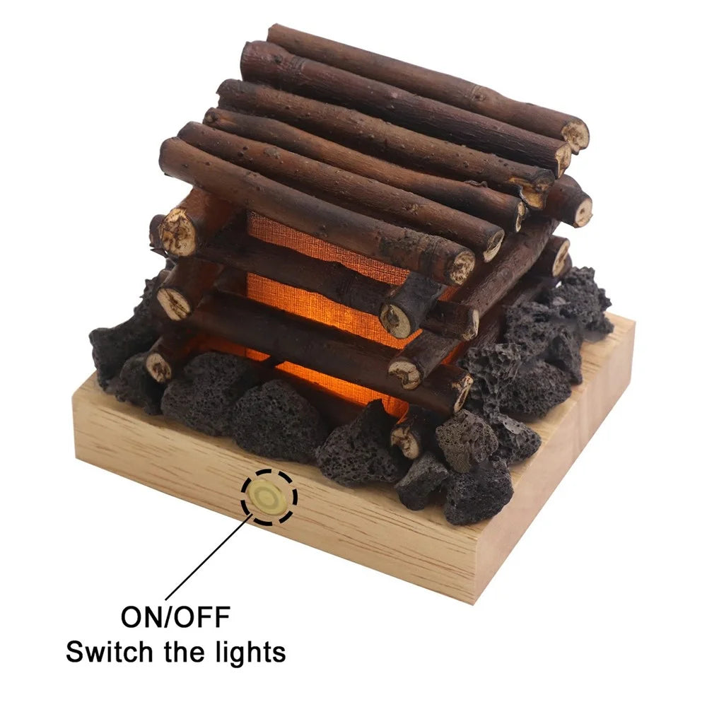 Simulated Burning Branch Campfire Lamp White Noise Touch Switch Night Light for Home Deocr - 3