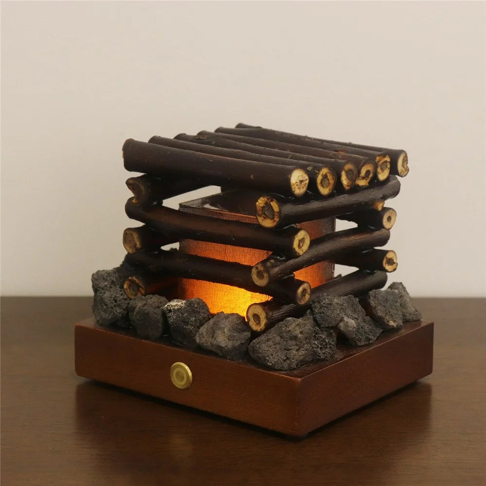 Simulated Burning Branch Campfire Lamp White Noise Touch Switch Night Light for Home Deocr - 4