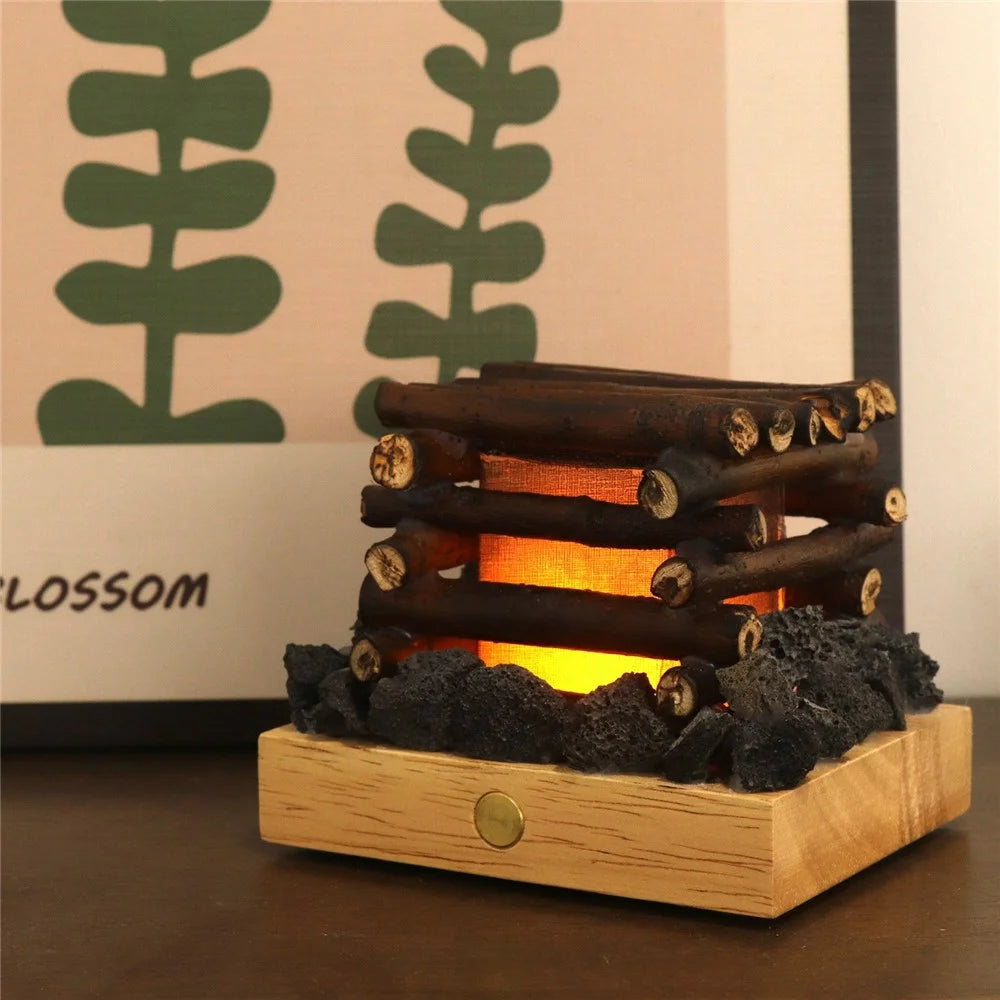Simulated Burning Branch Campfire Lamp White Noise Touch Switch Night Light for Home Deocr - 6