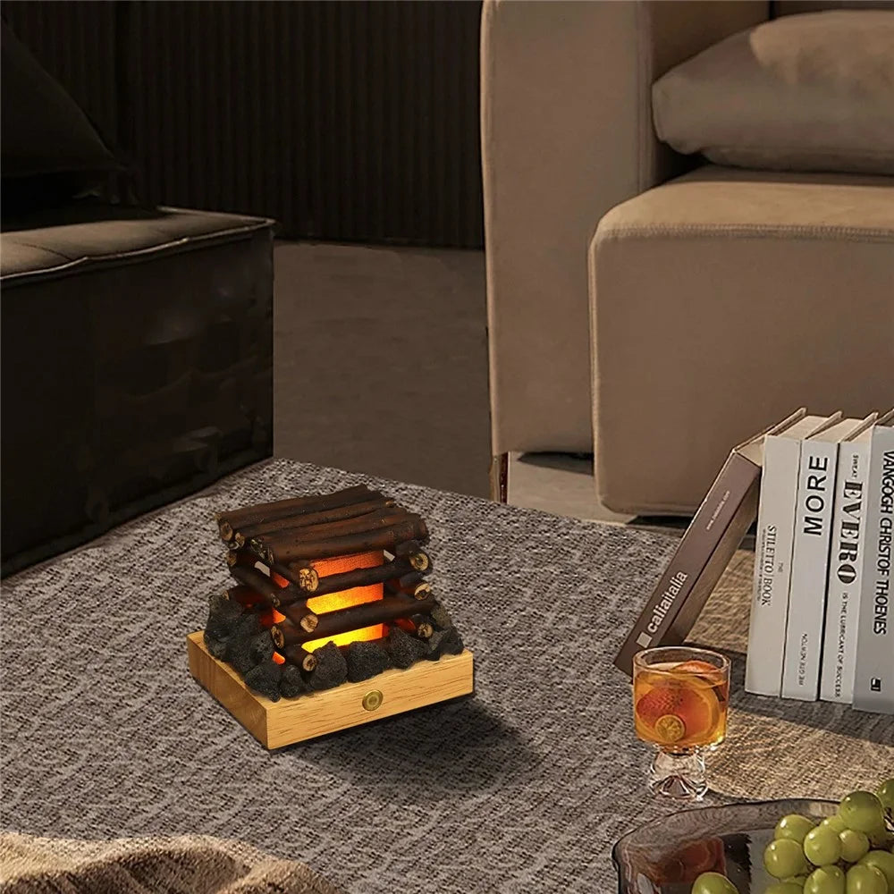 Simulated Burning Branch Campfire Lamp White Noise Touch Switch Night Light for Home Deocr - 7