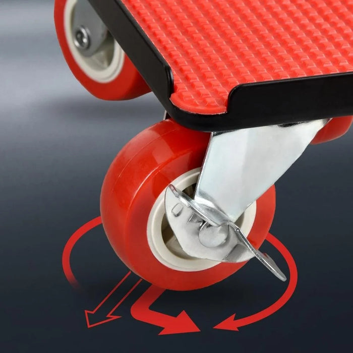 4Pcs Size L Furniture Mover Heavy Duty Metal Base 360 Degree Rotating Wheels for Bed Sofa Universal Moving Tool - Red+Black - 5