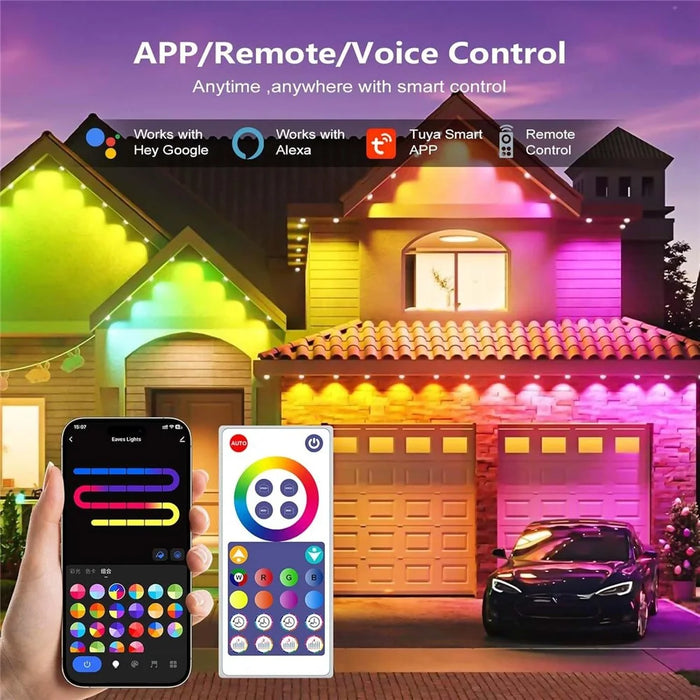 WY021 15m 30-LED Smart Outdoor Eaves Light Waterproof App Control Light String RGB Ambiance Lamp - US Plug - 2