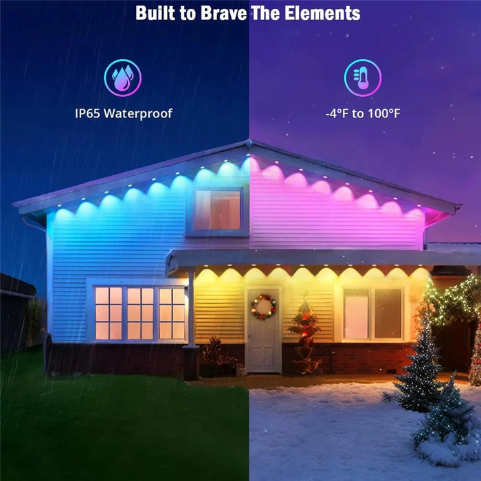 WY021 15m 30-LED Smart Outdoor Eaves Light Waterproof App Control Light String RGB Ambiance Lamp - US Plug - 7