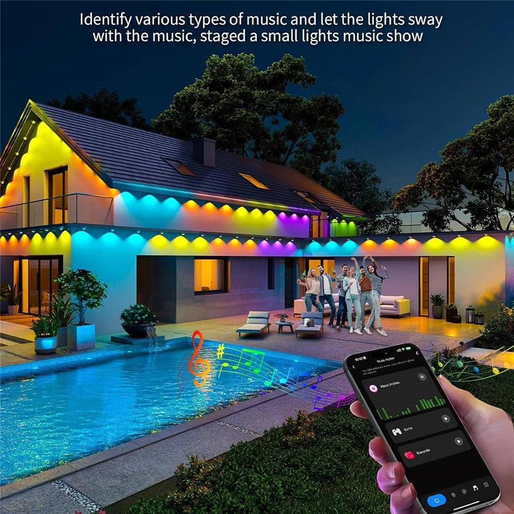 WY021 45m 90-LED Smart Outdoor Eaves Light Waterproof App Control Light String RGB Ambiance Lamp - US Plug - 4