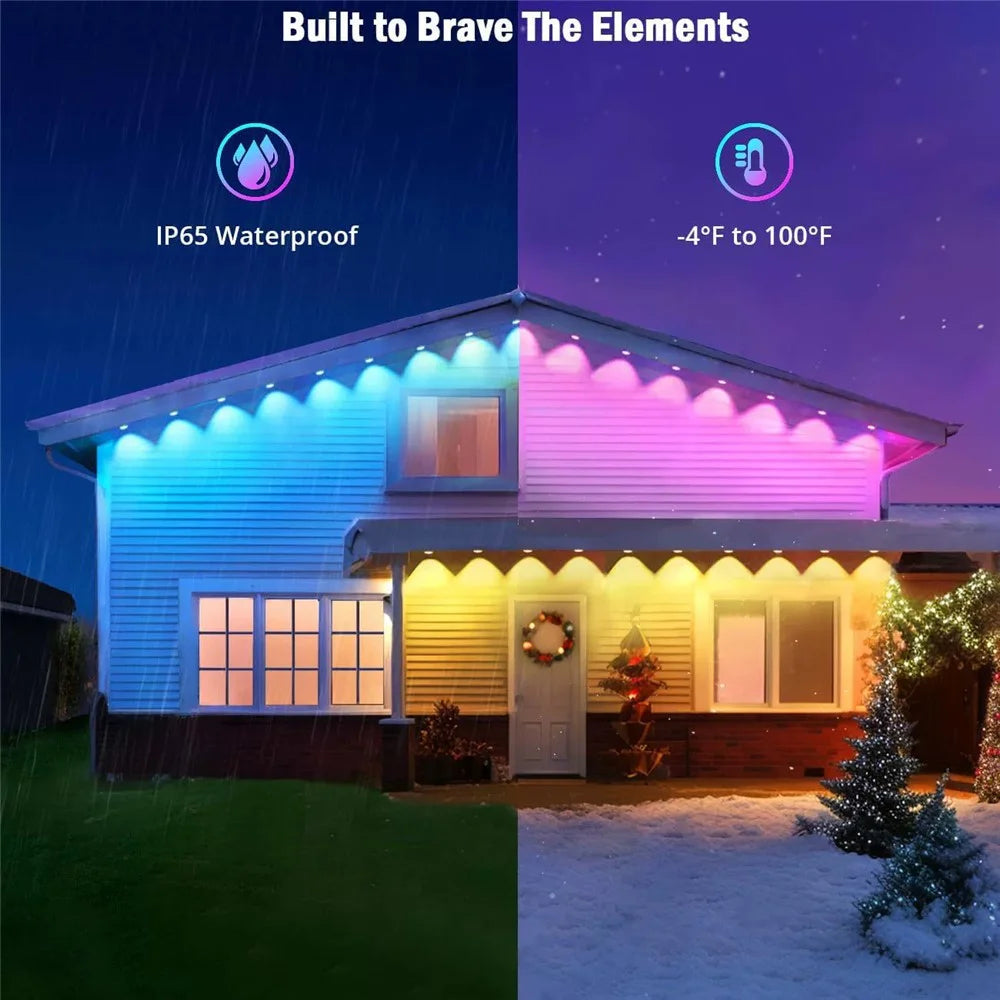 WY021 45m 90-LED Smart Outdoor Eaves Light Waterproof App Control Light String RGB Ambiance Lamp - US Plug - 7