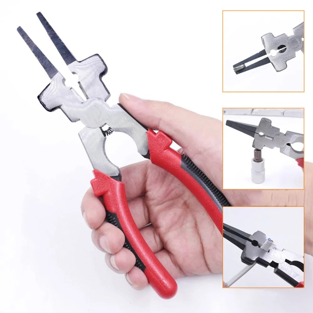 8 Inch Multi-function Welding Tongs High Carbon Steel Welder Gas Welding Protection Long-nosed Clamping Pliers - Red - 2