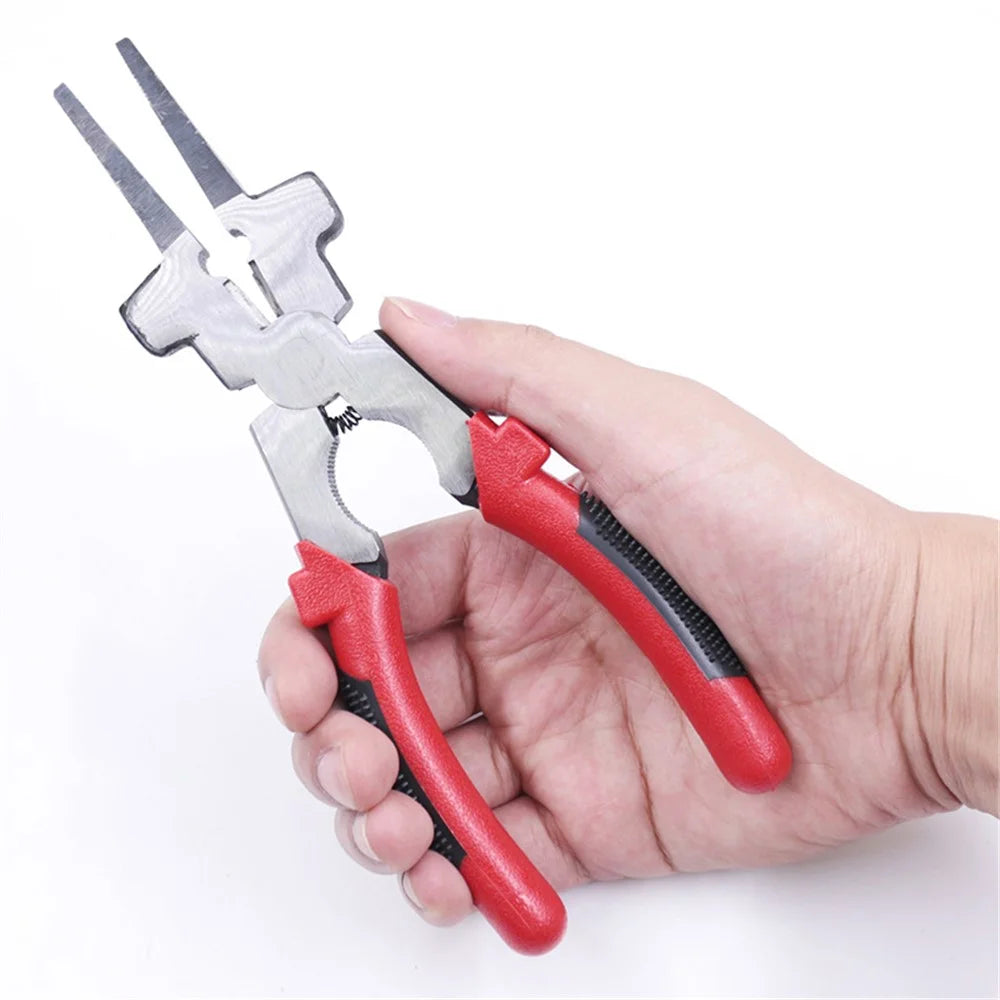 8 Inch Multi-function Welding Tongs High Carbon Steel Welder Gas Welding Protection Long-nosed Clamping Pliers - Red - 4