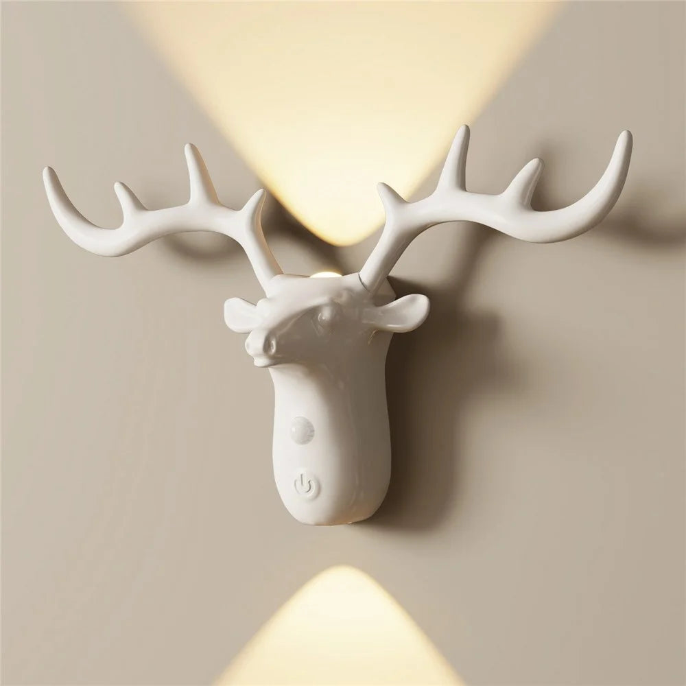 DSW001 Standard Version Deer Shape Touch LED Night Light Motion Sensor 3 Colors Dimming Magnetic Wall Lamp - White - 2