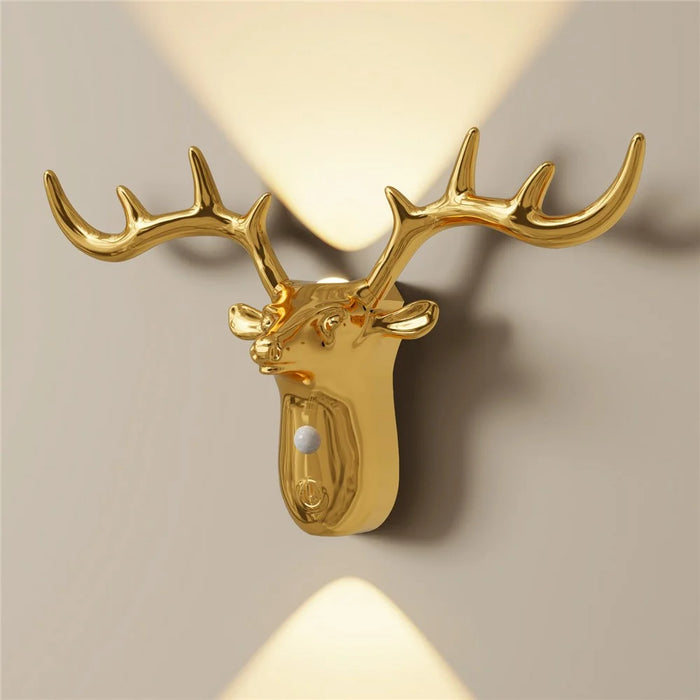 DSW001 Electroplated Deer Shape Touch LED Night Light Motion Sensor 3 Colors Dimming Magnetic Wall Lamp - Gold - 2