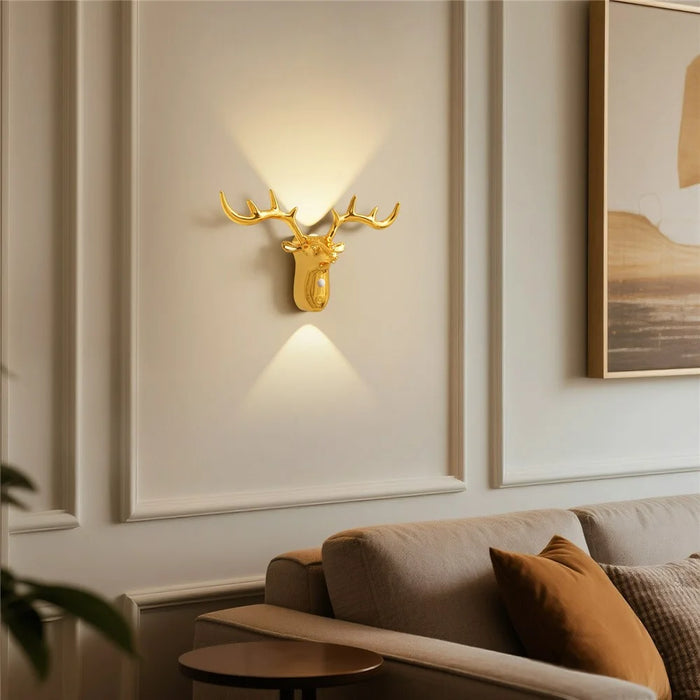 DSW001 Electroplated Deer Shape Touch LED Night Light Motion Sensor 3 Colors Dimming Magnetic Wall Lamp - Gold - 7