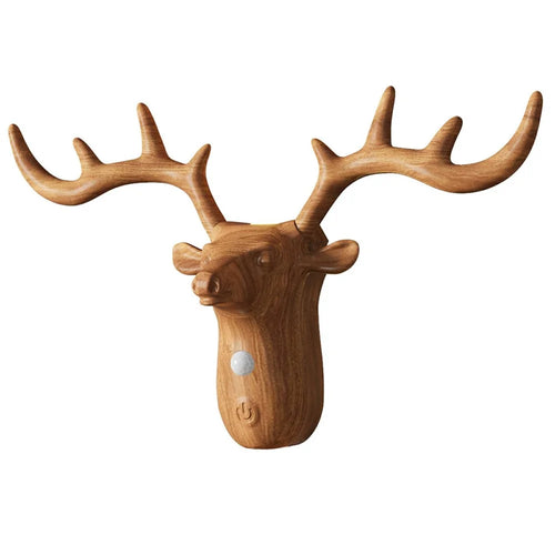DSW001 Water Transfer Wood Grain Deer Shape Touch LED Night Light Motion Sensor 3 Colors Dimming Magnetic Wall Lamp - Wood Color - 1