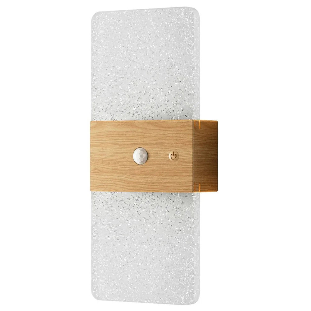 ASW001 / ASW002 Water Transfer Wood Grain LED Motion Sensor Magnetic Wall Lamp Touch Control Long Strip Bedside Wall Light - Rectangular  /  Wood Grain - 1
