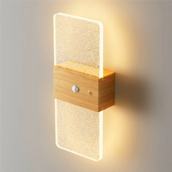 ASW001 / ASW002 Water Transfer Wood Grain LED Motion Sensor Magnetic Wall Lamp Touch Control Long Strip Bedside Wall Light - Rectangular  /  Wood Grain - 2